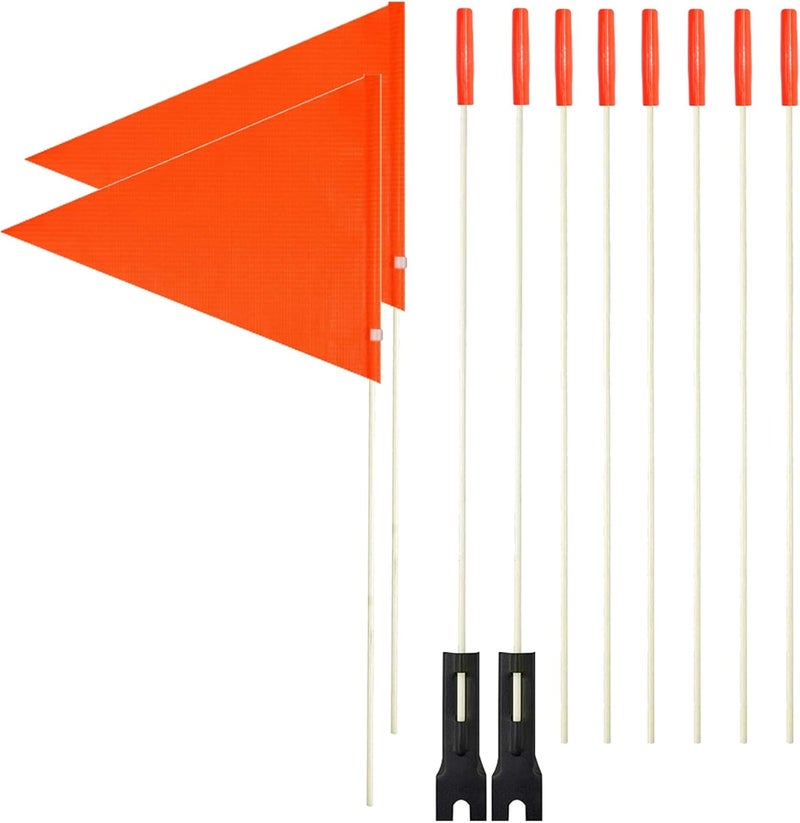 Uelfbaby Bike Safety Flag 6 Foot Heavy Duty Fiberglass Pole Polyester Waterproof Flag (2 Pcs Orange Bike Flags) - Image 1